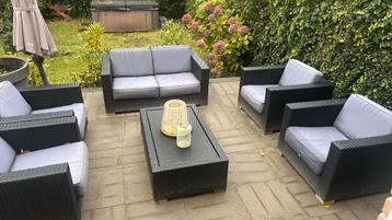 Lounge set Wicker  Zwart beschikbaar voor biedingen