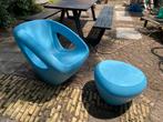 Design Tuinmeubels - stoel + poef Lonc duurzaam kunststof, Ophalen of Verzenden, Zo goed als nieuw, Kunststof