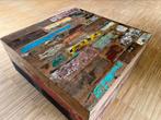 Robuust houten salontafel - uniek exemplaar, Ophalen, Vierkant, 50 tot 100 cm, Zo goed als nieuw