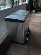 Afvalemmer met 3 vakken - 60 liter RVS Steeldesign, Huis en Inrichting, Gebruikt, Met pedaal, 50 tot 75 cm, 40 liter of meer