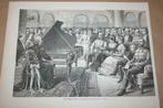 Antieke gravure - Franz Liszt geeft concert - Ca 1875 !!, Ophalen of Verzenden