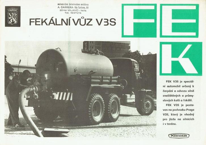 Folder Praga - Karosa V3S FEK (Tsjechisch - ca.1965), Boeken, Auto's | Folders en Tijdschriften, Gelezen, Overige merken, Verzenden