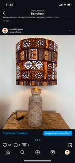 Grote lampenkap print afrikaans batik bruin oranje, Ophalen of Verzenden, Zo goed als nieuw, Bruin, Rond