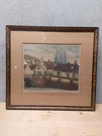 Originele ets met aquarel – George Lammens (1871–1949), Antiek en Kunst, Ophalen of Verzenden