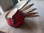 Le Creuset emaille gietijzeren pannenset, Huis en Inrichting, Keuken | Potten en Pannen, Ophalen, Gebruikt, Gietijzer