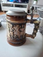 Vintage Bierpul met Tinnen Deksel original GERZIT, Antiek en Kunst, Antiek | Keramiek en Aardewerk, Ophalen of Verzenden