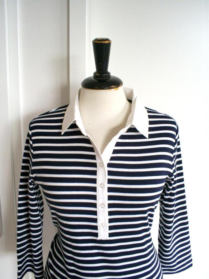 NIEUW __ gestreepte BLOOMINGS polo mt. 38, Kleding | Dames, Tops, Nieuw, Maat 38/40 (M), Blauw, Korte mouw, Verzenden