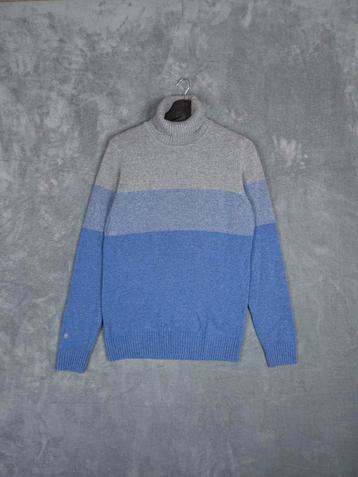 Thomas Maine Merino Wol Kol Trui Rolkraag Grijs Blauw Streep beschikbaar voor biedingen