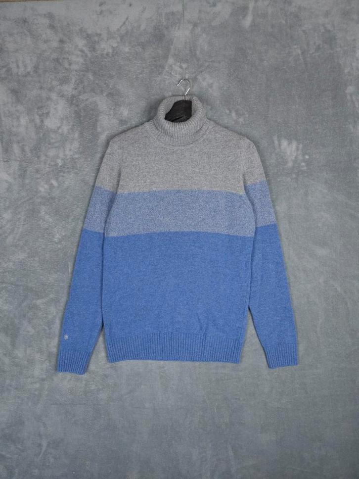 Thomas Maine Merino Wol Kol Trui Rolkraag Grijs Blauw Streep, Kleding | Heren, Truien en Vesten, Zo goed als nieuw, Maat 48/50 (M)