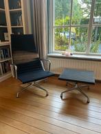 Iconische Vitra Eames EA 124 stoel en EA 125 hocker, Huis en Inrichting, Stoelen, Ophalen, Zwart, Metaal, Eén