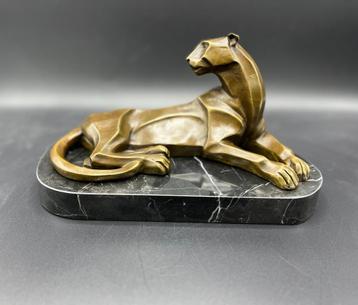 Liggende bronzen panter Art-Deco stijl. beschikbaar voor biedingen