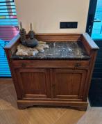 Vintage dressoir/commode met zwart marmeren blad met sleutel, Antiek en Kunst, Ophalen