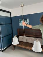 Art deco hanglamp met 2 glazen kelken: breedte 80 hoog 105, Art deco, Ophalen of Verzenden, Zo goed als nieuw, Glas