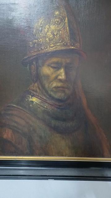 Man net de gouden helm geschilderd naar Rembrandt beschikbaar voor biedingen