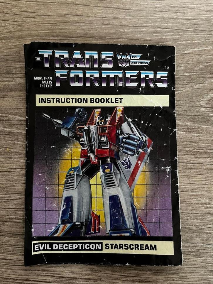 Transformers G1: Starscream US instruction book pre-rub 1984, Verzamelen, Transformers, Gebruikt, G1, Decepticons, Ophalen of Verzenden