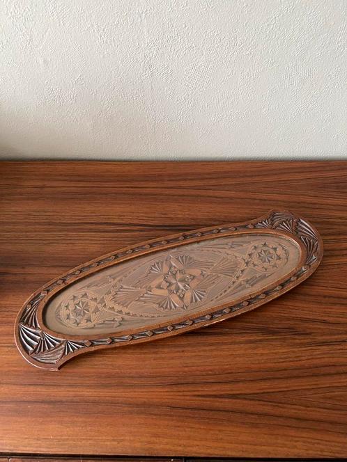 Vintage/antiek dienblad fries houtsnijwerk art nouveau, Huis en Inrichting, Woonaccessoires | Dienbladen, Hout, Ophalen of Verzenden