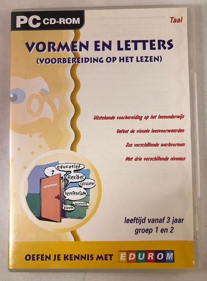 PC CD-ROM Vormen en Letters - EDUROM groep 1 en 2 Taal, Spelcomputers en Games, Games | Pc, Zo goed als nieuw, Puzzel en Educatief