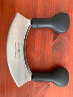 Wüsthof dubbel Wiegemes / Mincing Knife 18 cm, Ophalen of Verzenden, Gebruikt, Rvs of Chroom