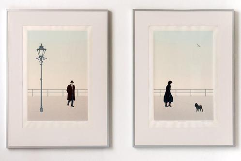 Zeefdrukken Promenade I en II, Antiek en Kunst, Kunst | Litho's en Zeefdrukken, Ophalen of Verzenden