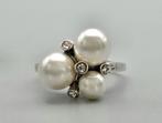 Zilveren ring Art Deco met Parel en Swarovski. 2025/567., Ophalen of Verzenden, Zilver, Ring, Met edelsteen
