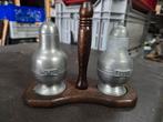 Vintage Zout- en Peperstel Tin/Hout, Antiek en Kunst, Ophalen of Verzenden