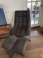 Draai Fauteuille met voetenbankje, Huis en Inrichting, Fauteuils, Ophalen, Minder dan 75 cm, Leer, 50 tot 75 cm