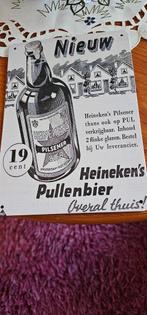 Metalen reclamebord van Heineken's Pullenbier, Verzamelen, Biermerken, Verzenden, Zo goed als nieuw, Reclamebord, Plaat of Schild