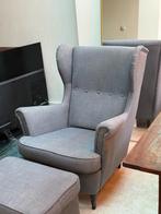 IKEA Strandmon en voetenbank grijs, Huis en Inrichting, Fauteuils, Ophalen, Gebruikt, 75 tot 100 cm, 50 tot 75 cm