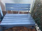 Twee houten banken (balkon / terras) + kussens, Tuin en Terras, Ophalen, Gebruikt, Hout