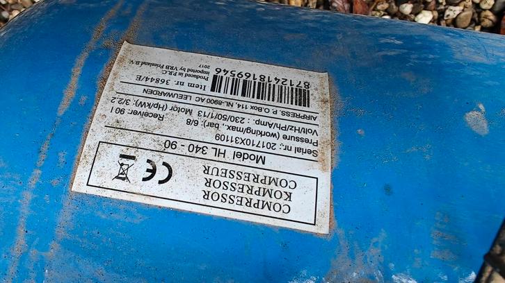 Airpress HL340/90 Compressor - Weinig Gebruikt, Doe-het-zelf en Verbouw, Compressors, Zo goed als nieuw, 6 tot 10 bar, 25 tot 100 liter