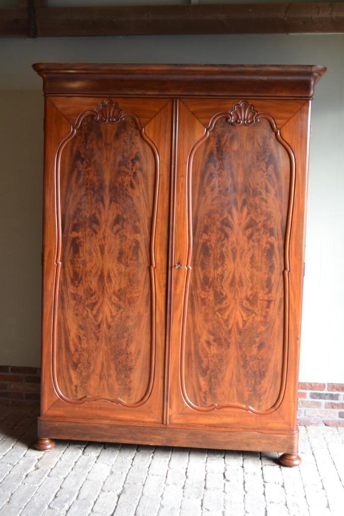 Prachtige grote antieke mahonie biedermeier kast., Antiek en Kunst, Antiek | Meubels | Kasten, Verzenden