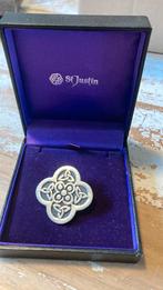 Keltische broche tin St Justin, Sieraden, Tassen en Uiterlijk, Broches, Ophalen of Verzenden, Gebruikt, Minder dan 4 cm, Overige materialen