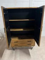 Wandkast retro mangohout vintage 180cm met 2 lades, Info@savoireinteriors.com, Ophalen of Verzenden, Minder dan 150 cm, 150 tot 200 cm
