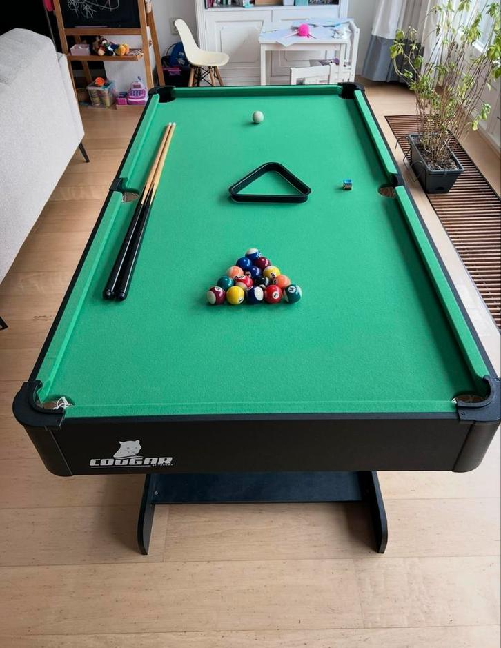 Cougar Hustle L Opklapbare Pooltafel, Sport en Fitness, Biljarten en Poolen, Gebruikt, Pooltafel, Ophalen