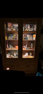 Teak Houten Vitrinekast met Glazen Deuren, Gebruikt, 100 tot 150 cm, Teakhout, Ophalen of Verzenden