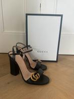 Gucci Marmont leren sandalen met blokhak – maat 38 origineel, Zwart, Ophalen of Verzenden, Schoenen met hoge hakken, Gucci