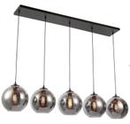 Hanglamp met 5 Smoke Glazen Bollen, Ophalen, Zo goed als nieuw, Glas, 75 cm of meer