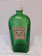 Brocante oude eau de colognefles groen glas LYBOZO, Ophalen of Verzenden