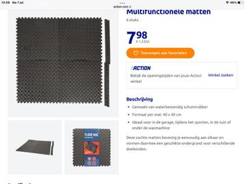 Schuimrubber matten action beschikbaar voor biedingen