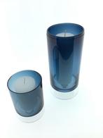 Glazen kaarsenhouder set/2 - blauw - prijs/set, Nieuw, Blauw, Ophalen of Verzenden