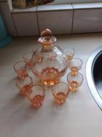 Antieke rose persglazen likeursetje, Ophalen of Verzenden