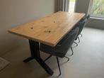 Eiken Wagonplanken Eettafel met Metalen Onderstel, Huis en Inrichting, Tafels | Eettafels, Ophalen, Gebruikt, Eikenhout, 200 cm of meer