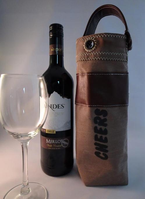 Wijnfles Cover Ring van bruin zeildoek, Huis en Inrichting, Woonaccessoires | Wijnrekken, Nieuw, Minder dan 50 cm, Overige materialen