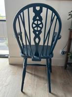 Prachtig gerestaureerd Engelse Windsor Wheelback Chair Blauw, Huis en Inrichting, Stoelen, Ophalen, Gebruikt, Blauw, Eén
