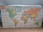 Woodprint wereldkaart, Ophalen of Verzenden, Zo goed als nieuw