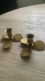 Antieke schroef kandelaars, Antiek en Kunst, Ophalen of Verzenden, Koper of Brons