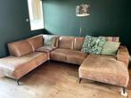 Bruin Cognac Leren Bank, Huis en Inrichting, Banken | Bankstellen, Ophalen, Gebruikt, Hoekbank, 300 cm of meer