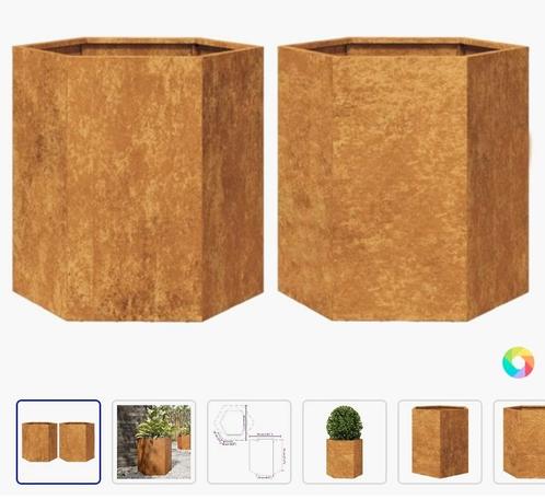 Set van 2 mooie grote plantenbakken., Tuin en Terras, Bloembakken en Plantenbakken, Nieuw, Metaal, Binnen, Balkon, Tuin, 30 tot 60 cm