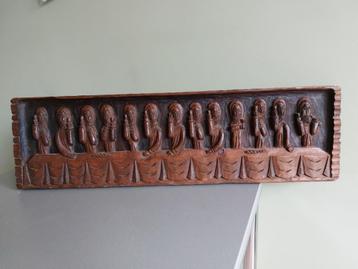 Houten paneel Laatste Avondmaal Christus apostelen etnische beschikbaar voor biedingen