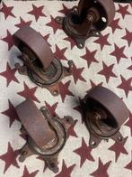 Vintage Gietijzeren Zwenkwielen, Doe-het-zelf en Verbouw, Zwenkwielen, Ophalen of Verzenden, Gebruikt